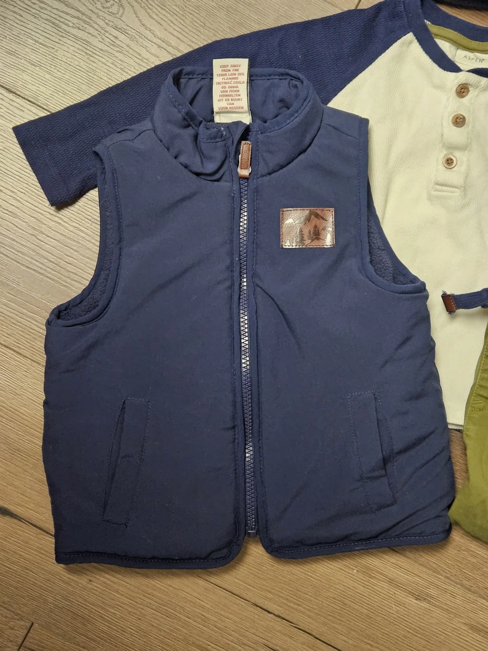 Kids Navy and Olive 4-Piece Matching Set - Cozy Navy Vest & Hat
